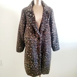 APT 9 Leopard Wool Blend Animal Print Coat